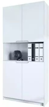 Vladon Logan V2 Aktenschrank weiß matt, 5 Fächer, 4 Türen, 82x184x37cm (800000893747)
