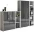 BMG Office Edition Set 4 Schrankwand, grau/Anthrazit Hochglanz, 12 Fächer, 257x186x33cm, abschließbar