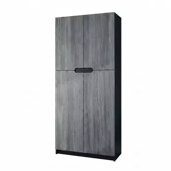 Vladon Logan Aktenschrank 5 F&auml;cher, 4 T&uuml;ren, schwarz matt/Avola-Anthrazit (82x184x37cm)