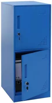MCW P63 Spind 2 T&uuml;ren Stahl blau, 90x38x45cm (100326)