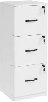 Vasagle Aktenschrank mit 3 Schubladen, Druckerständer, abschließbar, Cloud White