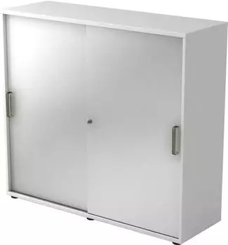 Hammerbacher Schiebet&uuml;renschrank 3OH, abschlie&szlig;bar, wei&szlig;/silber (V1753S/W/S/SG)