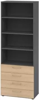 Hammerbacher V9 Advanced Regalschrank 6OH 4 Schübe Eiche/Graphit 80x215,6x41,7cm (V968S4/G/E/BS)