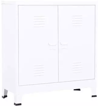 vidaXL Aufbewahrungstruhe Industrial Wei&szlig; Stahl 90x40x100cm (339624)