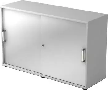Hammerbacher Schiebet&uuml;renschrank 2OH, 120x40x74,8cm, grau/silber (1752S)