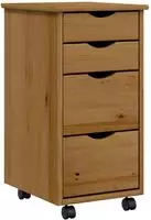 vidaXL Rollschrank mit Schubladen MOSS Honigbraun Massivholz Kiefer