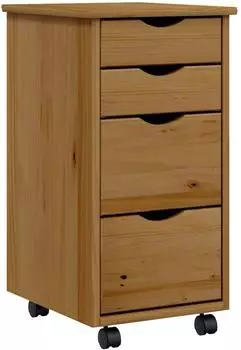 vidaXL MOSS Rollschrank mit Schubladen, Kiefer massiv, honigbraun (355903)
