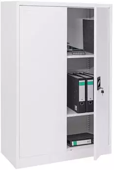 MCW MCW-H17 Aktenschrank Metall 2 Türen abschließbar 140x90x40cm weiß (800000502269)