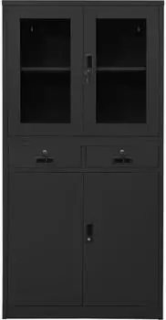 vidaXL B&uuml;roschrank anthrazit 90x40x180cm, Stahl und geh&auml;rtetes Glas