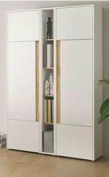 Furn.Design Center Aktenschrank-Set 3-teilig, weiß matt / Eiche Wotan, 120x200cm (I-AWWCRB)