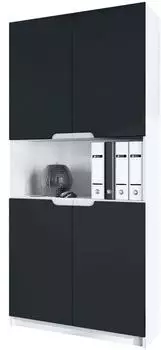 Vladon Logan V2 Aktenschrank 5 Fächer 4 Türen, weiß matt/schwarz matt (800000893739)