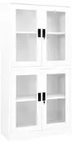 vidaXL B&uuml;roschrank Wei&szlig; 90x40x180 cm Stahl und Hartglas