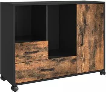 Relaxdays Rollcontainer 2 Schubladen & 4 F&auml;cher, 90x35x70cm (10052416_1509)