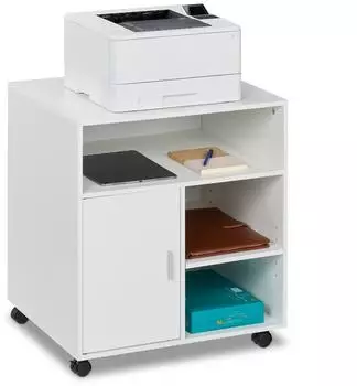 Relaxdays Rollcontainer mit 5 F&auml;chern, 60x50x66,5cm, wei&szlig;/silber