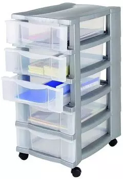 Jelenia Plast Rollcontainer 5 Schubladen, Kunststoff, 30x66x40cm