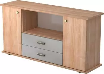 Hammerbacher Sideboard SBTS 2 Türen, 2 Schübe, Nussbaum, Streifengriff (VSBTS/N/N/SG)