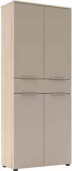 Innostyle Santorin Büroschrank 80x198cm, Riva Eiche & Cashmere Hochglanz, Glas (Santorin)