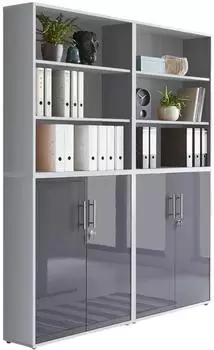 BMG Office Edition Set 11 Aktenschrank grau/anthrazit hochglanz, 8 Fächer, 168,8x227,2x33cm