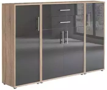 Mid.you Office Edition Aktenschrank Set 16, Holzwerkstoff, Sonoma Eiche/Anthrazit, 5 Fächer, 172,6x113,6x33cm (001067008406)