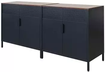 Proregal LION 2er-Set Flügeltürenschrank mit Beinen, Stahl, vintagebraun/schwarz, 76x80x40cm (MRDZ6-01)