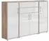 BMG Office Edition Aktenschrank Set 16, Sonoma Eiche/Weiß Hochglanz, 5 Fächer, 172,6x113,6x33cm (001067008405)