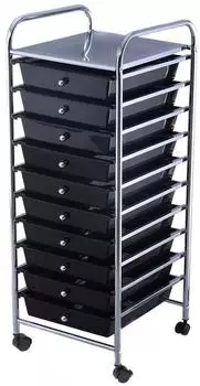 Costway Rollwagen 10 stapelbare Schubladen, Metall, schwarz