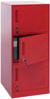 MCW Spind P63 3 T&uuml;ren 90x38x45cm Stahl rot (100333)