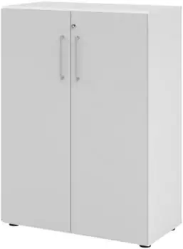 bümö smart Aktenschrank 3 Ordnerhöhen weiß/grau (BU-938T3-W-5-BS)
