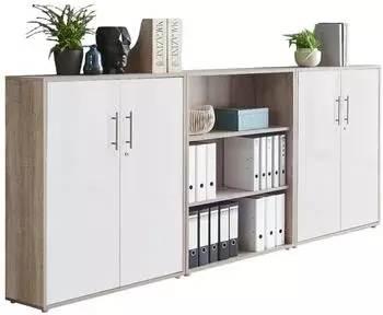 Mid.you Office Edition SW Set 9 Aktenschrank 6 F&auml;cher, Sonoma Eiche/wei&szlig;, 253x114x33cm (001067008101)