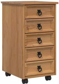 vidaXL CORONA Rollcontainer mit Schubladen, honigbraun (42040531)