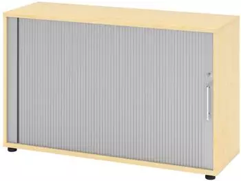 b&uuml;m&ouml; Rollladenschrank 2 Ordnerh&ouml;hen, Ahorn/Silber (BU-1732S-3-S-RE)