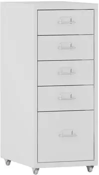 en.casa K&ouml;kar Rollcontainer Schubladenschrank, 5 Schubladen, Stahl, wei&szlig; matt, 69x28x41cm