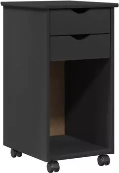 vidaXL Rollschrank massives Kiefernholz, grau, 34x39x65,5cm