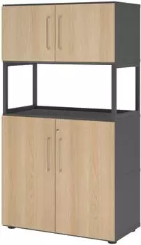 b&uuml;m&ouml; flexi Aktenschrank mit Regalfach, abschlie&szlig;bar, Graphit/Eiche (BU-FW48K5RG-G-E-BS)