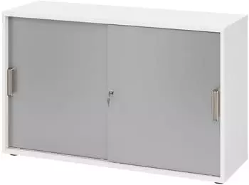 b&uuml;m&ouml; Schiebet&uuml;renschrank 2 Ordnerh&ouml;hen wei&szlig;/silber (BU-1752S-W-S-SG)