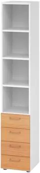 b&uuml;m&ouml; Smart Schubladenregal 4 Sch&uuml;be, wei&szlig;/Buche (BU-964S4-W-6-BS)