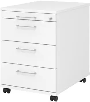 b&uuml;m&ouml; Rollcontainer 3 Schubladen, wei&szlig;, abschlie&szlig;bar (BU-AC30-W-W-BS)