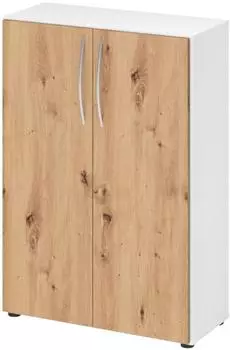 b&uuml;m&ouml; Aktenschrank 3 Ordnerh&ouml;hen wei&szlig;/Asteiche (BU-4550-W-R-BM)