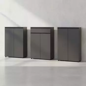 KADIMA DESIGN Stuttgart Büro-Set 3-teilig, Aktenschrankwand Soft-Close, 273x120x40cm, graphit