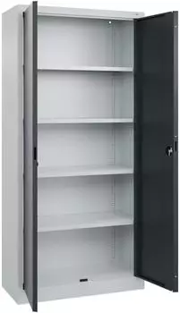 C+P Basis PLUS Büro-Flügeltürenschrank 1950x930x400mm 7035/7016 (0130287-350)