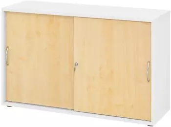 b&uuml;m&ouml; Schiebet&uuml;renschrank 2OH wei&szlig;/Ahorn Bogengriff (BU-1752S-W-3-BM)