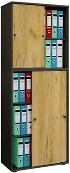VCM Lona XXL Schiebetürenschrank anthrazit/Honigeiche, 3 Fächer (919601)