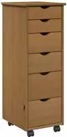 Vidaxl Rolling Cabinet 34 X 39 X 93.5 Cm Solid Pine Wood Honey Brown