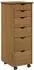 vidaXL Rollcontainer mit Schubladen, Massivholz Kiefer, honigbraun, 34x39x93,5cm