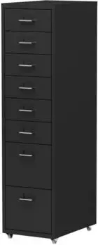 en.casa Kökar Rollcontainer Metall, 8 Schubladen, schwarz (28x109x41cm)