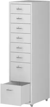 en.casa Kökar Rollcontainer Metall, 8 Schubladen, weiß (28x109x41cm)