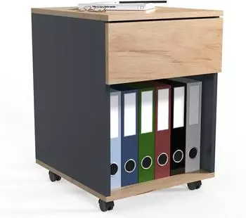 VCM Dalosa Rollcontainer 1 Schublade, Holz, anthrazit/Honig-Eiche (918333)