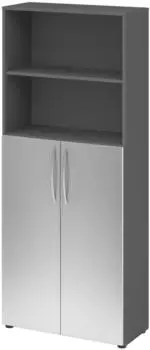bümö Basic Regalschrank 5 Ordnerhöhen graphit/silber (BU-4770-G-S-BM)