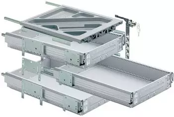Hettich Systema Top 2000 Container-Set Vollauszug, Aluminium-Optik, 530mm (41064)