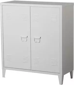 en.casa Orip&auml;&auml; Metallschrank 2 T&uuml;ren, h&ouml;henverstellbare Ablage, 90x80x33cm, wei&szlig;